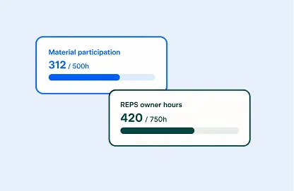 Material participation and REPS owner-hour progress bars