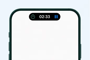 HostHours timer visible in the iPhone Dynamic Island