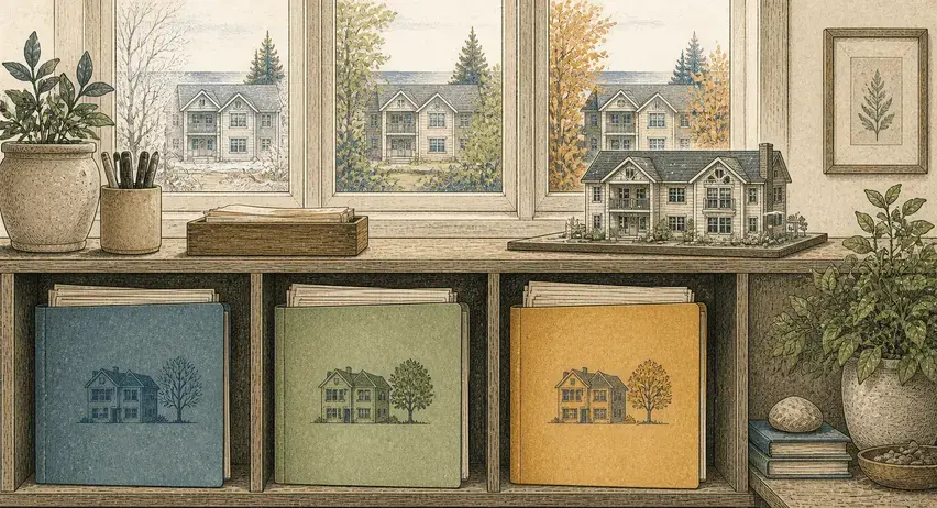 Three separate seasonal folders preserve records for the same rental property across different years